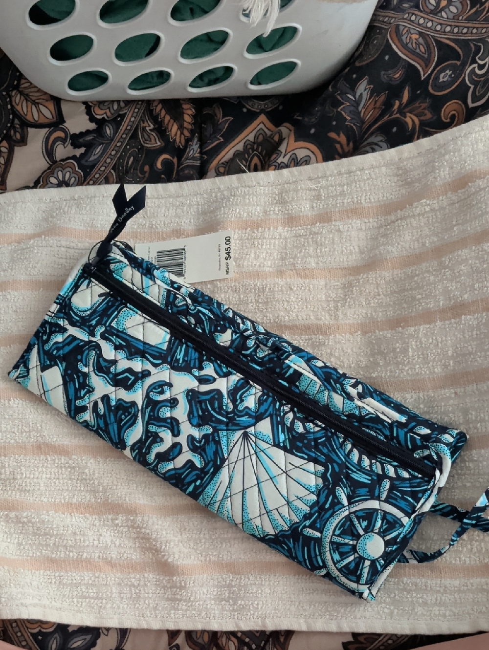 Vera Bradley Blue & White Nautical Print Hair Tool Pouch